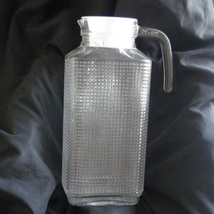 Textured Glass Pitcher with Lid